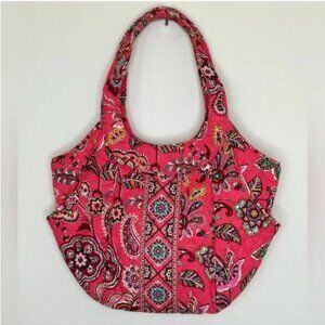 Vera Bradley Call Me Coral Pink Paisley Tote Hobo Shoulder Bag with Pockets